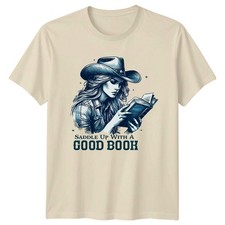 Saddle Up With A Good Book Damen T-Shirt Cowgirl Western Lesen