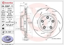 1x BREMBO Bremsscheibe PRIME LINE - UV Coated 09.E897.11 für PORSCHE PANAMERA