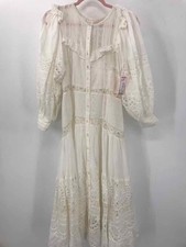 Pre-Owned Love Shack Fancy White Size 2 Shift Midi Long Sleeve Dress