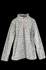 French Toast Girl's Pullover Jacket Size 10-12 Gray White Animal Print Zip