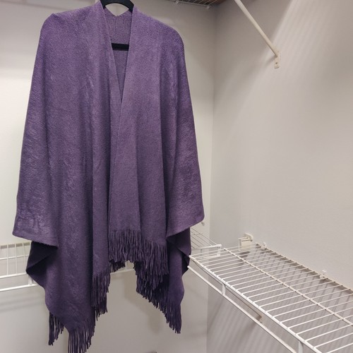 Damen lila Strickjacke Cape Tücher vorne offen Cardigan Pullover Wickelponcho