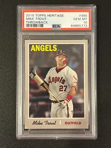 Mike Trout 2019 Topps Heritage Throwback Variation PSA 10 Angels 485