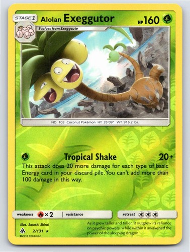 POKEMON ALOLAN EXEGGUTOR FORBIDDEN LIGHT 2/131 REVERSE HOLO R LP A66600 FREE S&H