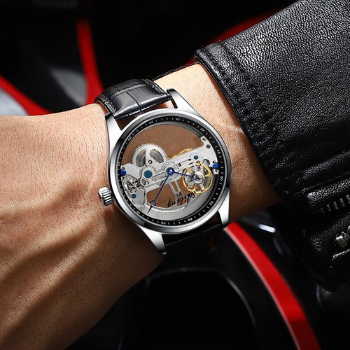 AILANG Men Watch Double-sided Hollow Automatic Mechanical Wristwatch Waterproof - Picture 9 of 30