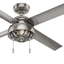 Hunter Fan 52 in Casual Painted Galvanized Ceiling Fan with Light and Pull Chain