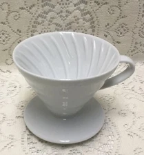 Hario V60 02 Ceramic Pour Over Coffee Dripper White With Handle Japan No Box