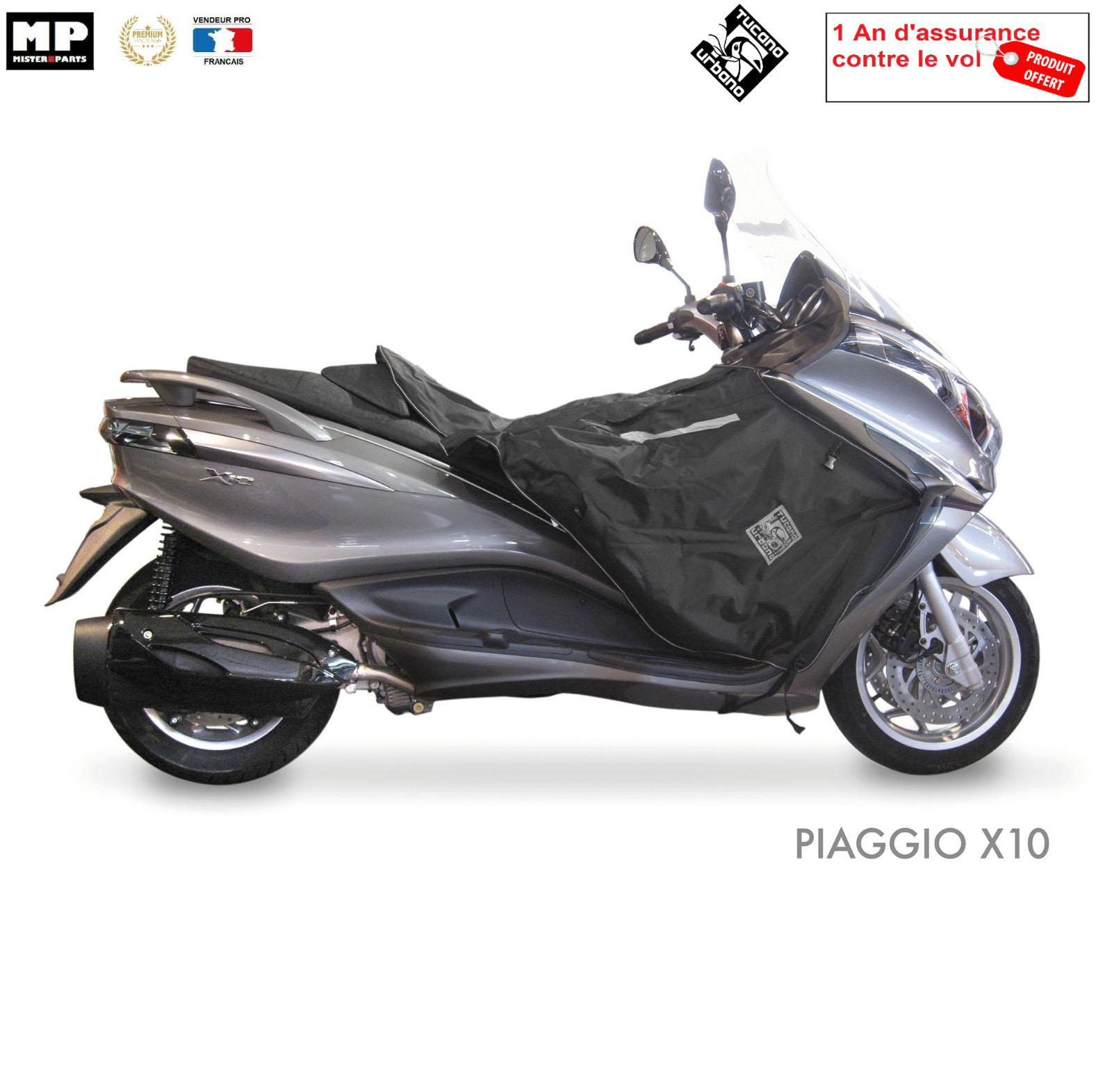 Tablier scooter Tucano Termoscud R096 protection hiver Piaggio X10 noir