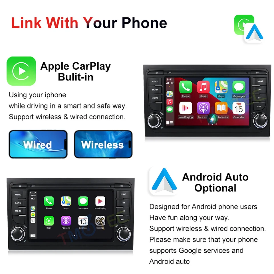 4-Core CarPlay Android 13 Car Stereo Sat Nav DAB+BT For Audi A4 S4 RS4 Seat Exeo - Image 3 of 4