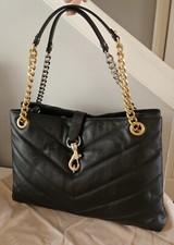 Rebecca Minkoff Black Edie Maxi Chevron Quilted Leather Tote Bag 2-tone Hardware