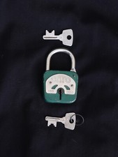Vintage Cato Elzett Green Padlock Rustic Lock with Original Keys, Made Hungary