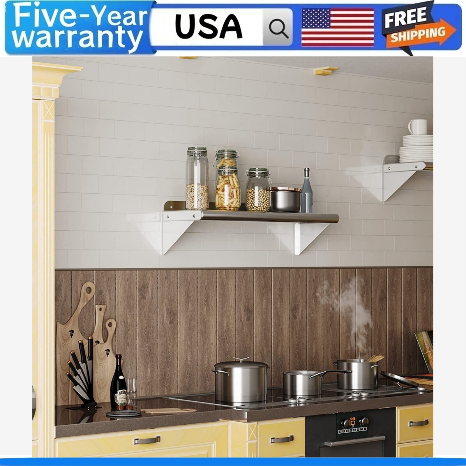 Stainless Steel Wall Shelf 230lbs Load Heavy Duty Commercial Wall Mount Shelving