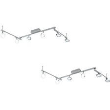 Image of 2 PACK Wall 9 Spot Light Aluminium Chrome Shade Satined Plastic LED 3.2W 3x3.3W