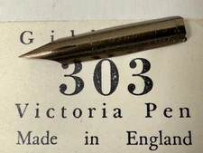 Vintage GILLOTT'S 303 Victoria Pen Groove-Stamped Ex Fine Flexy Dip Nib