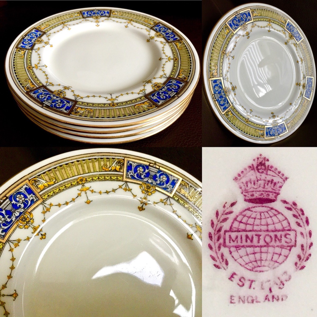 Set of 4 Rare Antique (1920s) English “Minton” H3536 Bone China