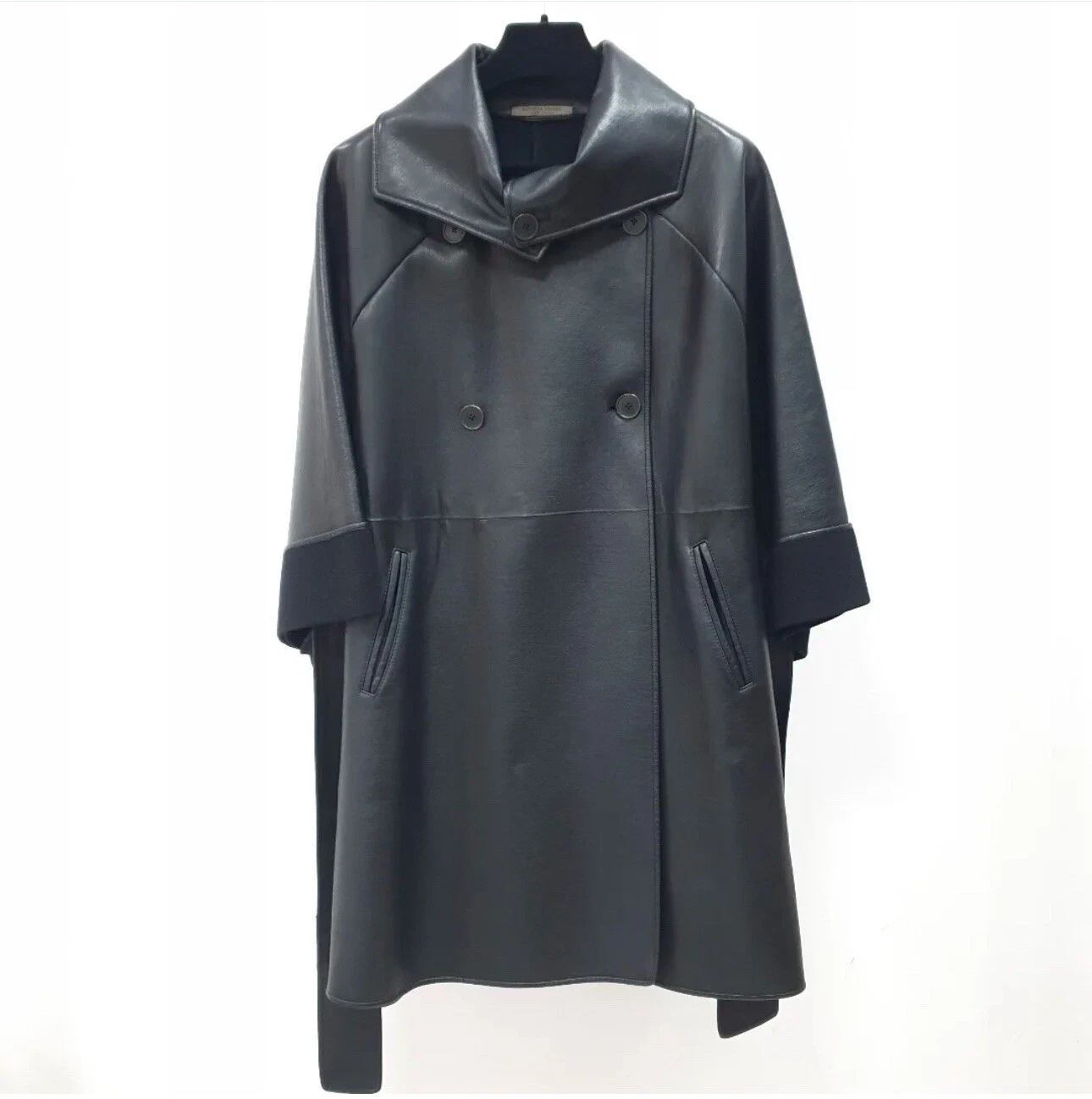 Cappotto pelle nero Bottega Veneta taglia 38