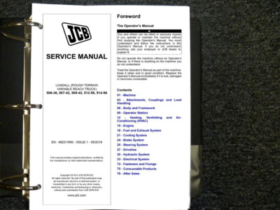 JCB 512-56 Loadall RT Variable Reach Truck Shop Service Repair Manual 9823/6350