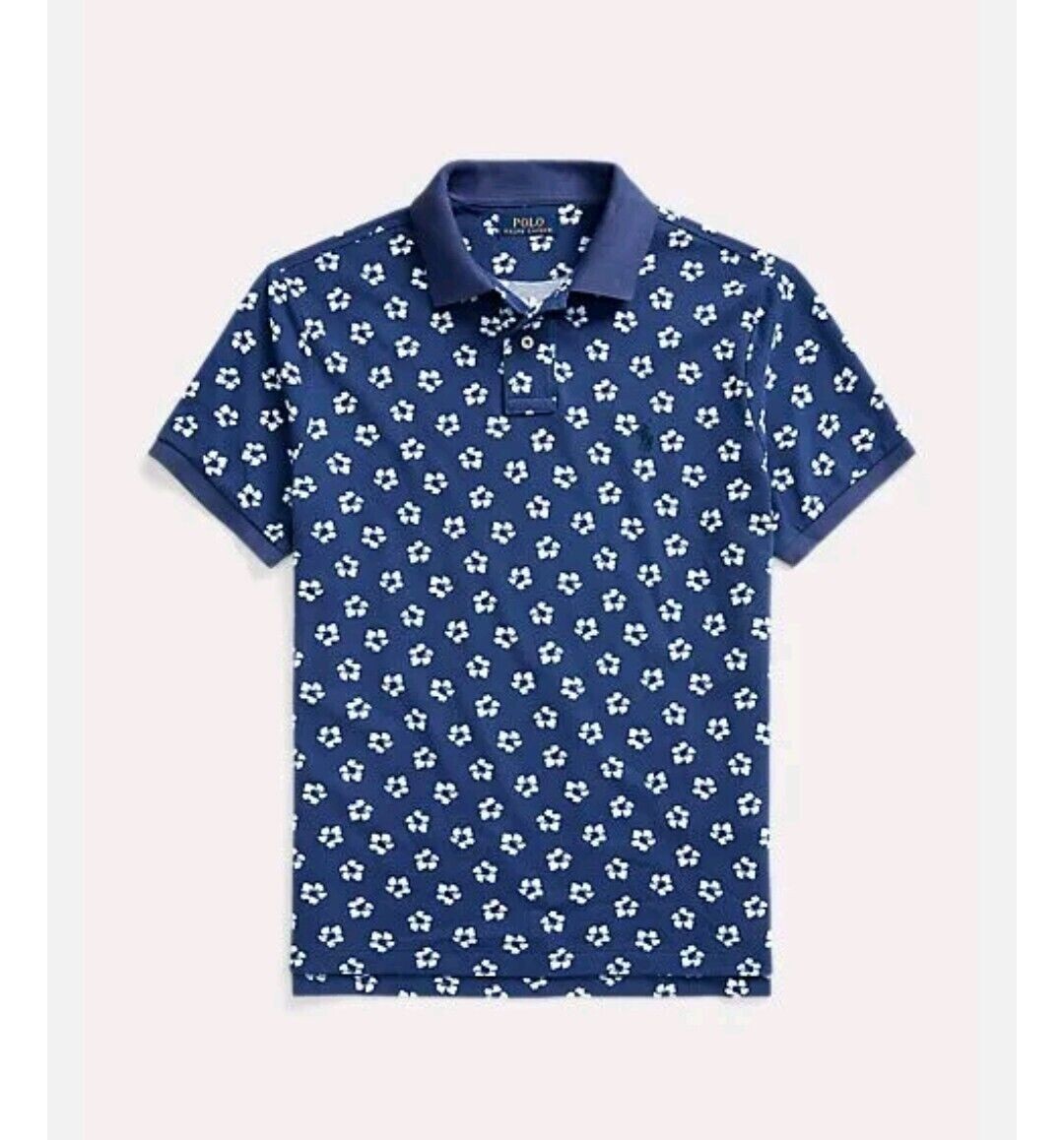 Ralph Lauren Floral allover Mesh Polo Shirt Men's SZ S Blue