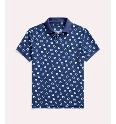 Ralph Lauren Floral allover Mesh Polo Shirt Men's SZ S Blue