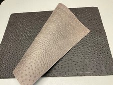 3 Ostrich leather embossed panels, Top Quality Large 18"x 24" Dark Brown