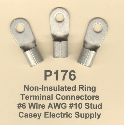 20 Bare RING Lug Brazed Barrel Terminal Connector #6 Wire Gauge AWG #10 Stud USA