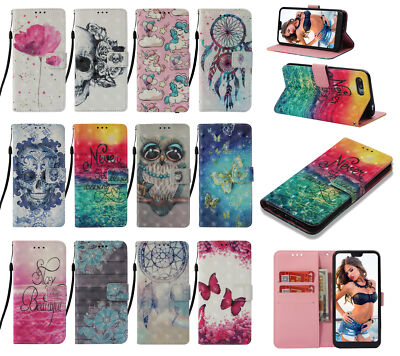 Für Samsung S21 S10 Plus S20 Lite 3D-Muster PU-Leder Flip Wallet Case Handyhülle