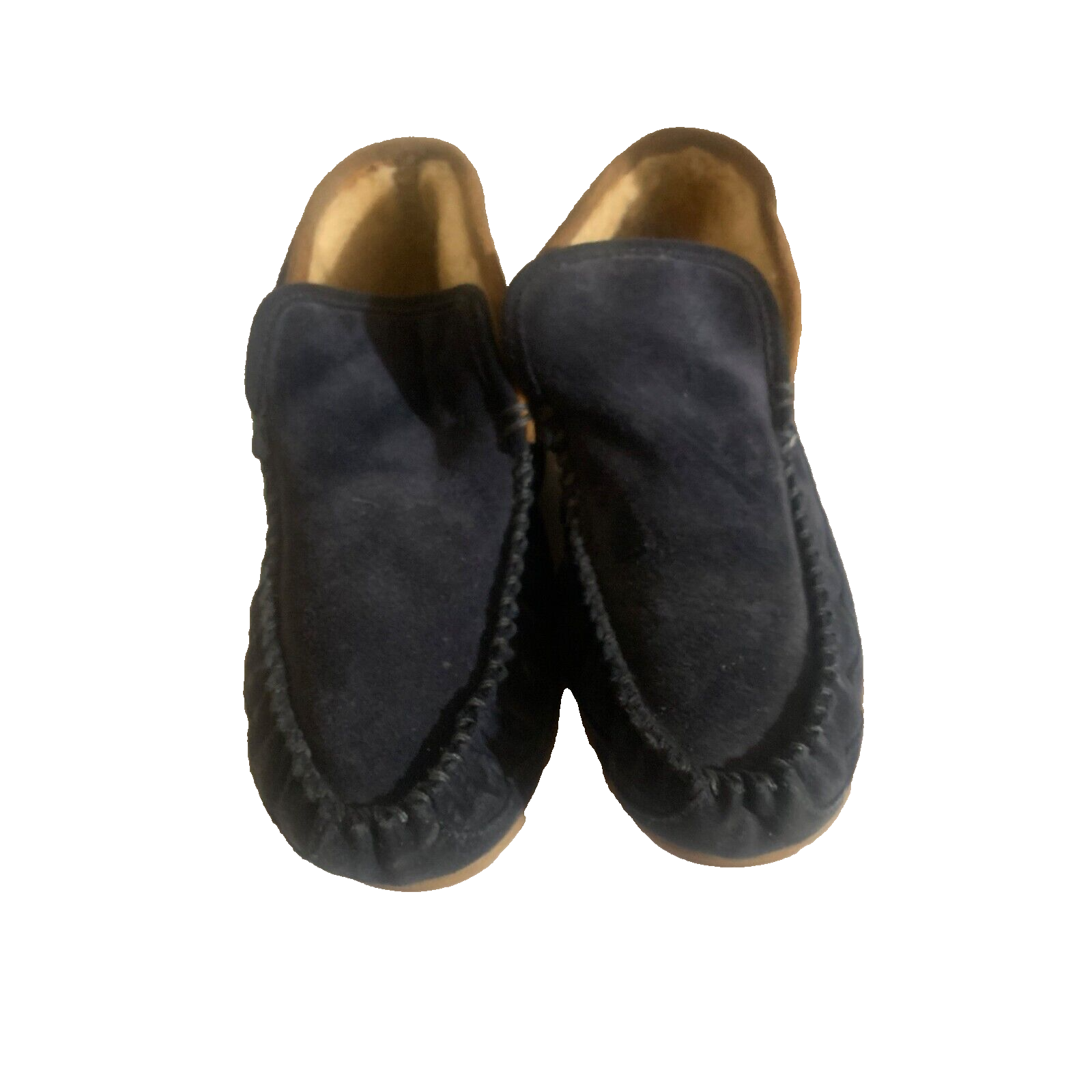 SAOLA Pantofole mocassino uomo L.L.Bean scamosciate fodera shearling suola gomma blu navy e marrone