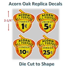 Acorn Vending Oak Northwestern Candy Gumball Machine Price Decals FREE SHIP