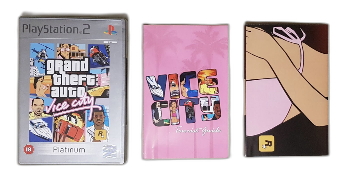 Grand Theft Auto: Vice City Platinum (Sony PlayStation 2, 2002 w/ Map & Manual)