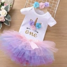 First birthday tutu dress size 12 months baby unicorn new with tags headband