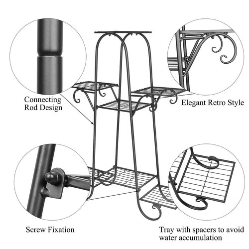 Wood Metal Plant Stand Pots Plants Shelf Rack Tall Floding A Frame Ladder Wheels - Picture 32 of 55
