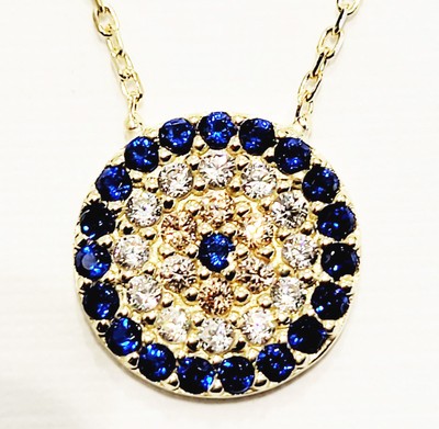 14k Gold Blau Evil Eye Kreis CZ Halskette Geschenke für Frauen Mädchen Schmuck 