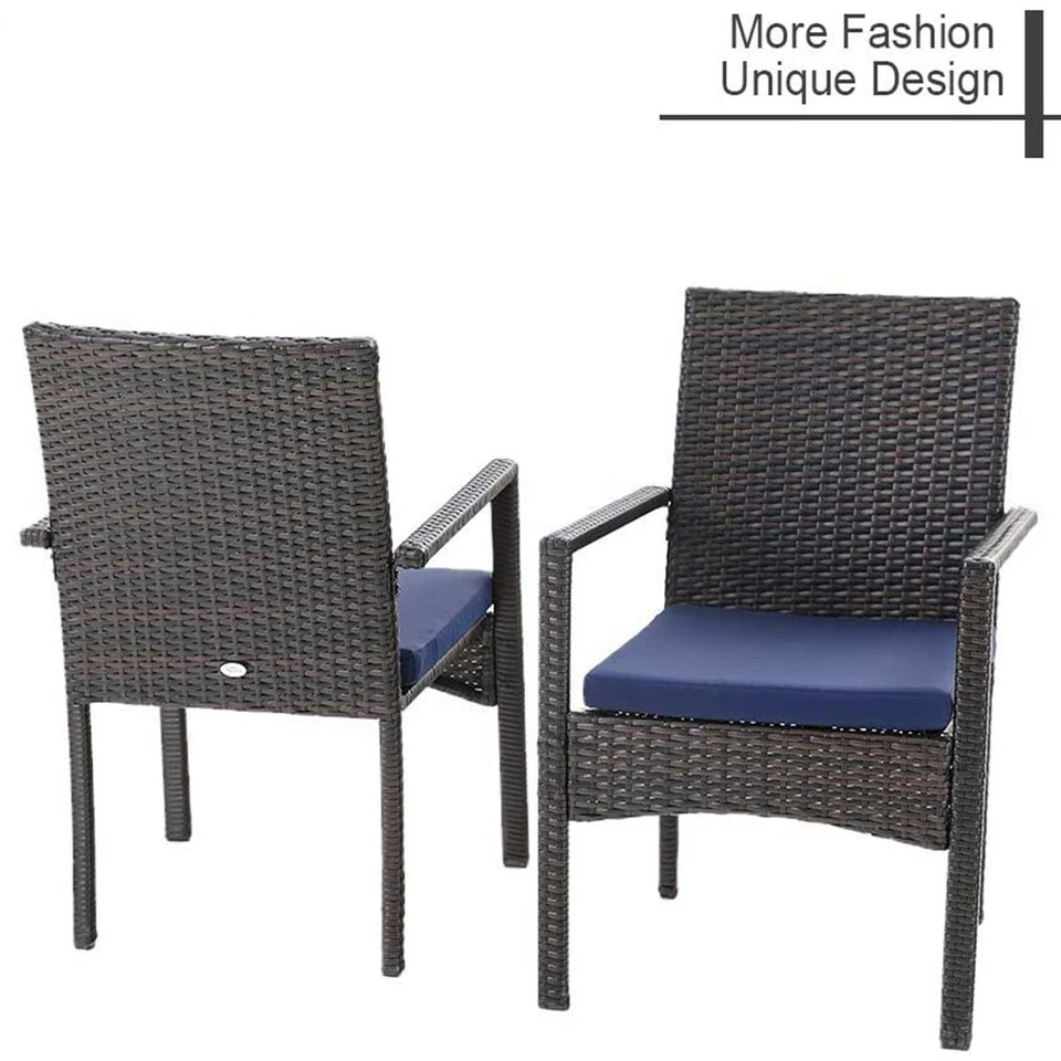 Patio Dining Chairs Set of 4 with Cushion Outdoor Chairs Rattan Wicker Armchair - Image 3 of 4