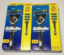 Lot Of 2 Gillette Proglide Packs - 1 Razor & 3 Cartridges with 5 Pro Blades Each