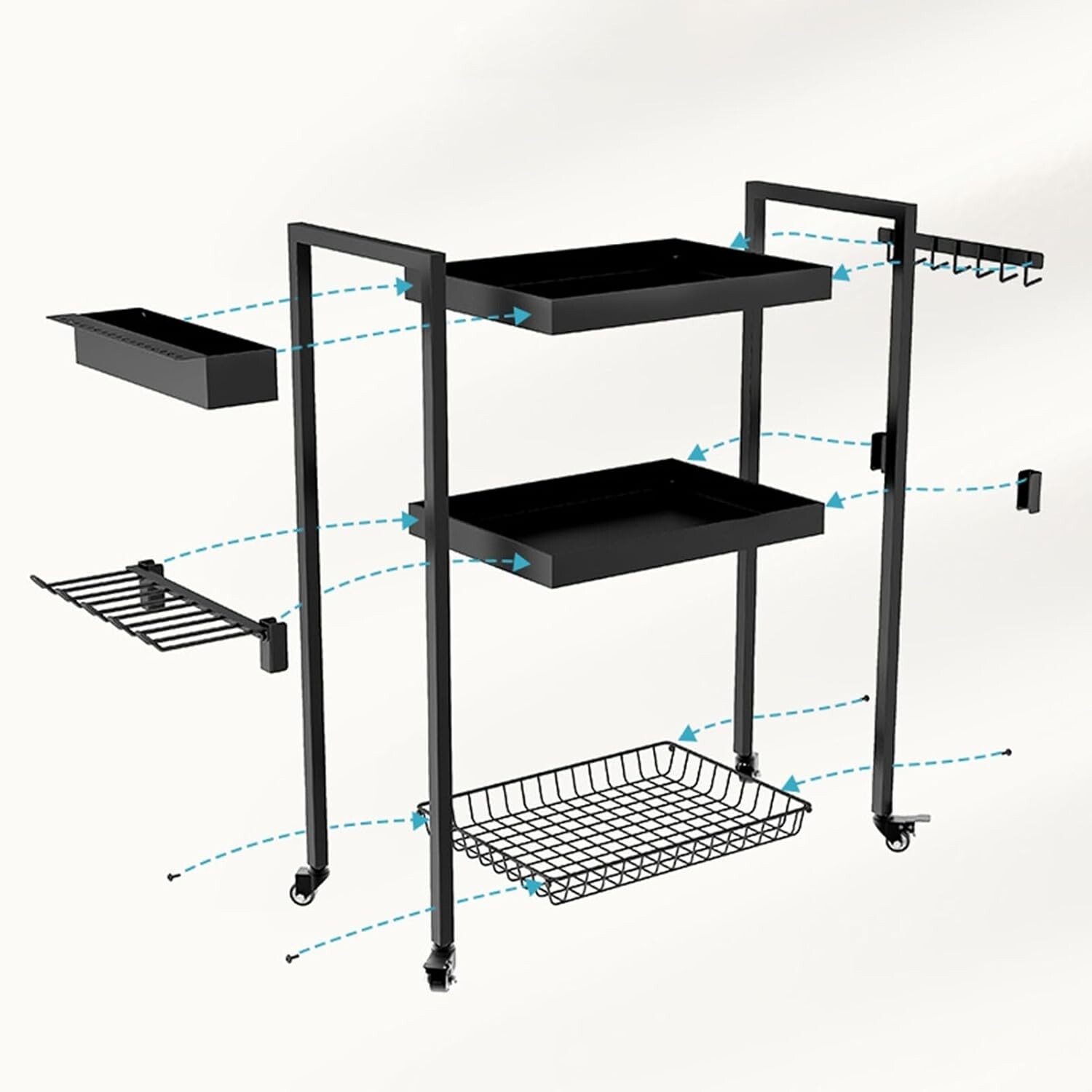 Power Tool Organizer, Power Tool Cart with Wheels, Garage Storage Organizatio...