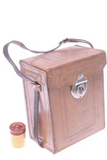 ✅ UNBRANDED 9X14.5X17.5CM ANTIQUE LEATHER CASE FOR GLASS PLATE, STEREO CAMERA