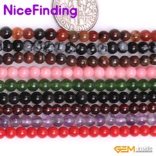 Natural Round Agate Stone Beads Lot For Jewelry Making In Bulk Size/Color Pick