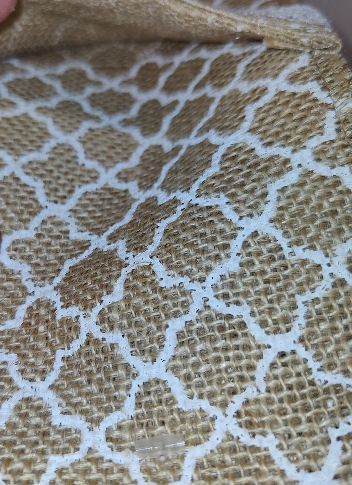 Utensil Pocket Set 8 Pieces Burlap White Quatrefoil Design Flower Embellishment - Image 3 of 4