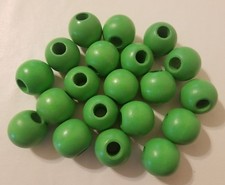 Lot of 20 Green Wood Round Macrame Wooden Craft Plant Hanger Beads 1-1/4" 35mm