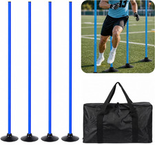 4 Pack Soccer Agility Training Poles, 5 FT Adjustable Speed and Agility Training