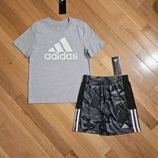 NEW ADIDAS Little Boy Tee Camo Short Set, Gray sz 5