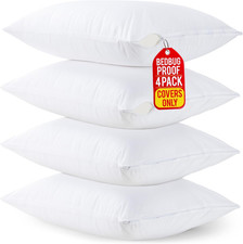 4 Pack of Pillow Protectors With Zipper Queen Size Effective Dust Protector