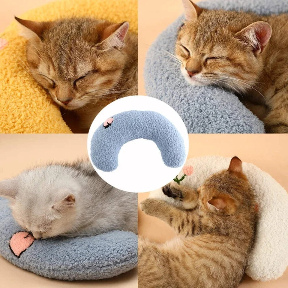 Pequeña almohada para gatos moda protector de cuello sueño profundo cachorro almohada en forma de U P Foto 4 de 4