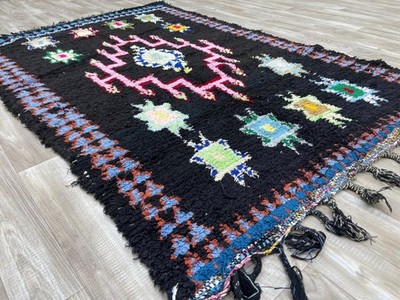 Multicolor Handmade Beni ourain Rug, Berber Sheep Wool Carpet, Azilal HandWoven