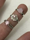 Vtg Artisan Modern 925 Sterling Silver Flower Pink Gemstone Ring Lot 7.4g