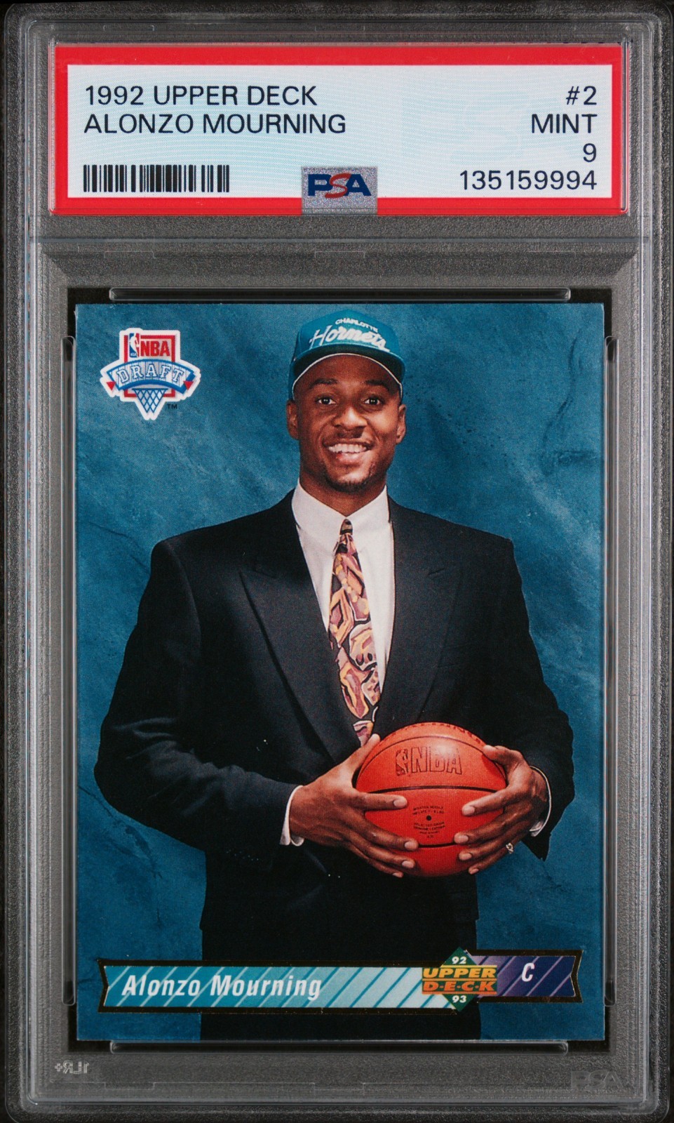 1992-93 Upper Deck #2 Alonzo Mourning Rookie PSA 9 Charlotte Hornets