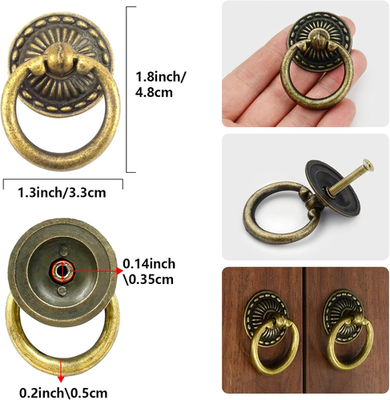 6Pcs Vintage Bronze Drop Ring Knobs Pulls Handles for Dresser Drawer  Antique Dr | eBay
