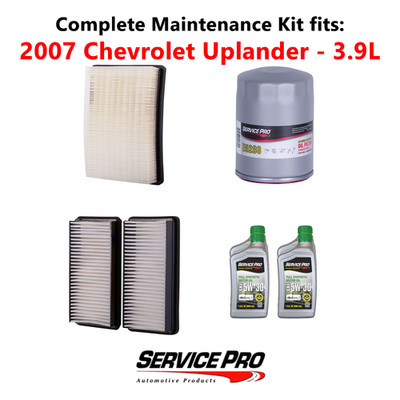 2007 Chevrolet Uplander 3.9L Complete Air, Oil & Cabin Filter Kit (5W-30)