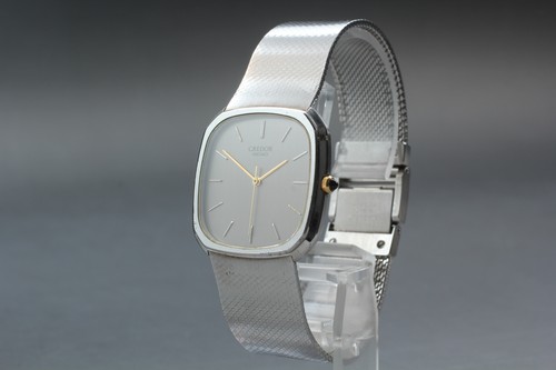 [Exc+5] Seiko Credor 5931-5161 Gray Dial Quartz Men's Watch From JAPAN