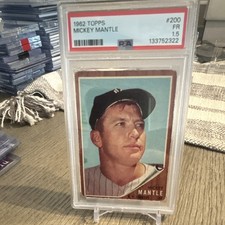 Topps 1962 Mickey Mantle #200 PSA 1.5 New York Yankees Baseball Card