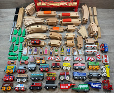 Huge Wood Train Set Lot Bridge People Cars Engines 170 pieces Thomas Compatible